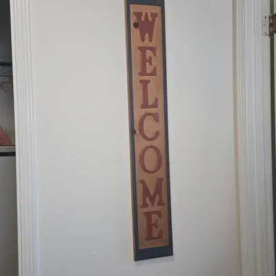 Sale Photo Thumbnail #89: Vertical wooden welcome sign