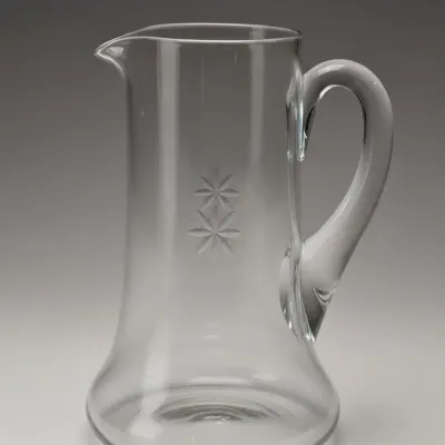 Sale Photo Thumbnail #61: Fostoria sunburst etched glass pitcher