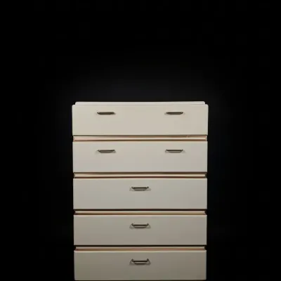 Sale Photo Thumbnail #464: Mid century modern white lacquer five drawer chest