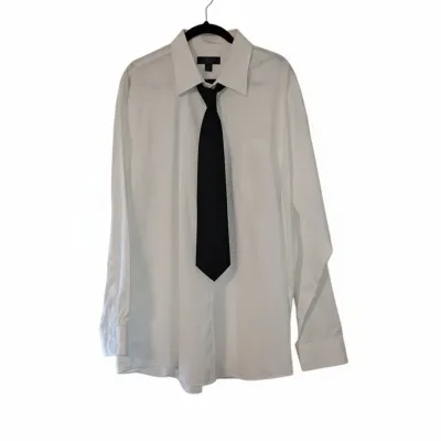 Sale Photo Thumbnail #111: White dress shirt with black tie and tie bar set