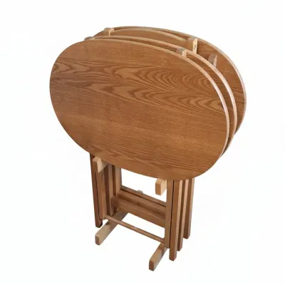 Sale Photo Thumbnail #385: Mid century style oval tv tray table set