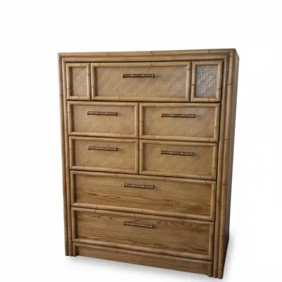 Sale Photo Thumbnail #458: Lea furniture faux bamboo rattan tall chest of drawers