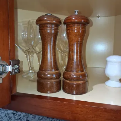Sale Photo Thumbnail #99: Vintage olde thompson wood salt and pepper mill set