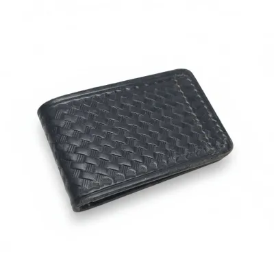 Sale Photo Thumbnail #44: Basketweave leather money clip with belt clip second image