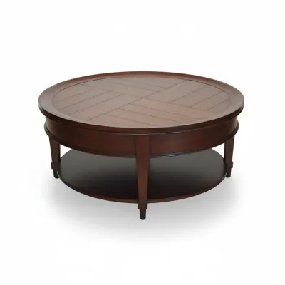 Sale Photo Thumbnail #481: Traditional round coffee table with storage shelf