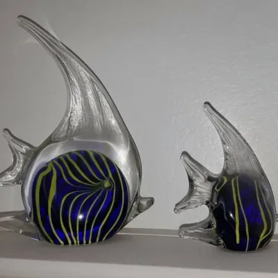 Sale Photo Thumbnail #305: Murano style art glass angel fish figurines