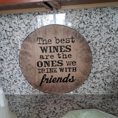 Sale Photo Thumbnail #184: Wine barrel head wall plaque with quote