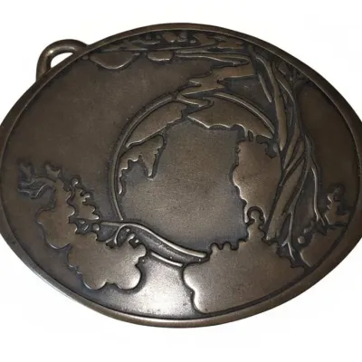Sale Photo Thumbnail #160: Vintage art nouveau style solid brass belt buckle