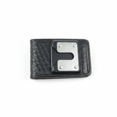 Sale Photo Thumbnail #45: Basketweave leather money clip with belt clip