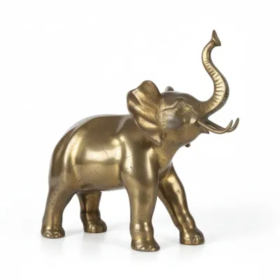 Sale Photo Thumbnail #379: Large vintage solid brass elephant figurine made in korea