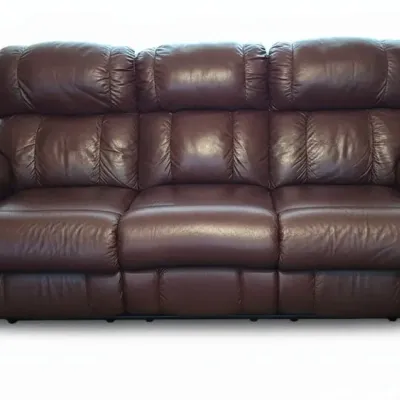 Sale Photo Thumbnail #463: Maroon leather reclining sofa