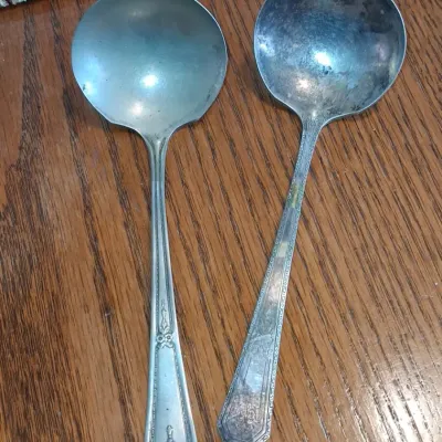 Sale Photo Thumbnail #21: Rogers co bouquet pattern silverplated soup spoons