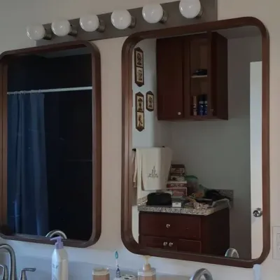 Sale Photo Thumbnail #383: Mid century modern style teak wall mirrors