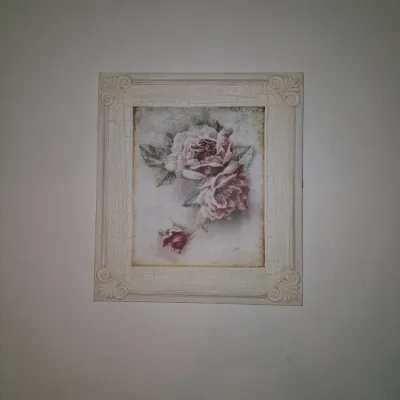 Sale Photo Thumbnail #121: Christie repasy style pink roses print in distressed frame