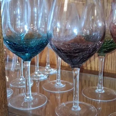 Sale Photo Thumbnail #392: Pier crackle glass wine goblets