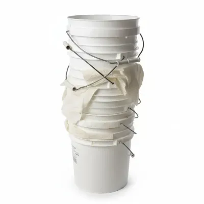 Sale Photo Thumbnail #528: Stack of five gallon plastic utility buckets