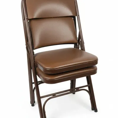 Sale Photo Thumbnail #325: Vintage brown vinyl folding chairs bernadine collection