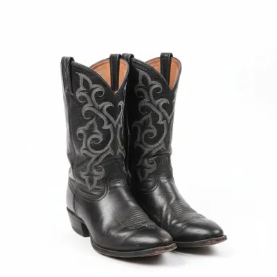 Sale Photo Thumbnail #319: Tony lama c black leather western boots with tonal embroidery