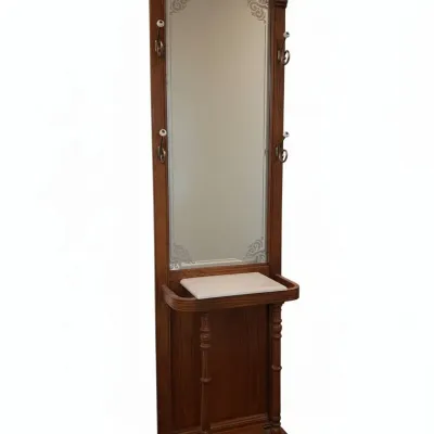 Sale Photo Thumbnail #471: Pulaski furniture oak hall tree with mirror and marble top