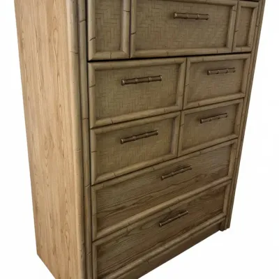 Sale Photo Thumbnail #457: Lea furniture faux bamboo rattan tall chest of drawers second image