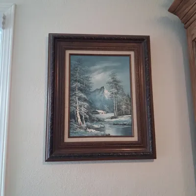 Sale Photo Thumbnail #341: Winter mountain landscape oil painting by w ringer