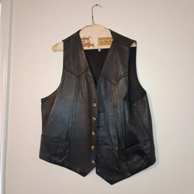 Sale Photo Thumbnail #161: Vintage black leather western vest
