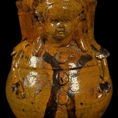 Sale Photo Thumbnail #129: Folk Art Clown Character Pottery Jug