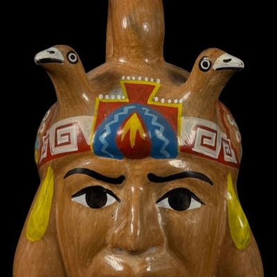Sale Photo Thumbnail #128: Peruvian Style Double-Spout Effigy Vessel