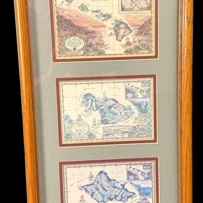 Sale Photo Thumbnail #28: Framed Hawaiian Islands Decorative Map Print