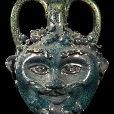 Sale Photo Thumbnail #118: Green Glazed Bacchus/Green Man Face Vase