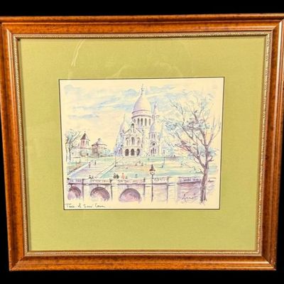 Sale Photo Thumbnail #4: Framed Paris 'Sacré-Cœur' Watercolor