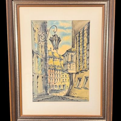 Sale Photo Thumbnail #52: Old Town Street Polish Watercolor Painting