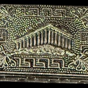 Sale Photo Thumbnail #266: Greek Temple Metal Match Safe