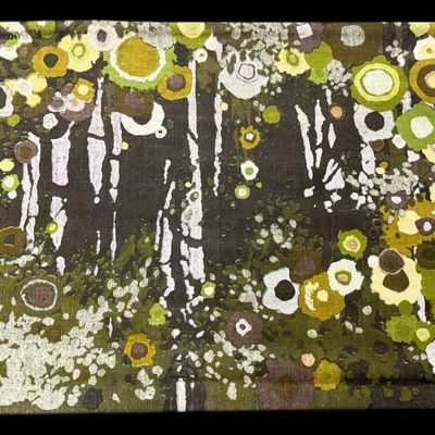 Sale Photo Thumbnail #309: Mid-Century Floral Linen Wall Hanging