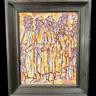 Sale Photo Thumbnail #63: Signed 'McWiegand' Abstract Figurative Painting