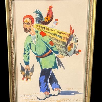 Sale Photo Thumbnail #40: E. Spachia Signed Watercolor Paintings Lot