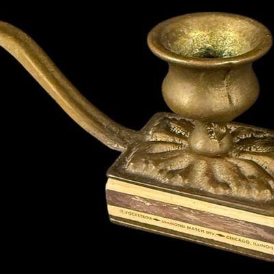 Sale Photo Thumbnail #264: Brass Match Holder / Chamberstick on Matchbox