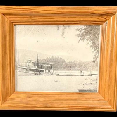 Sale Photo Thumbnail #13: Steamboat on Lake Framed Vintage Photograph
