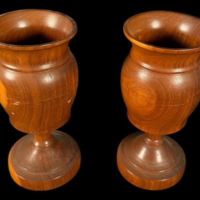 Sale Photo Thumbnail #131: Pair of Turned Hardwood Goblets