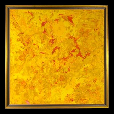 Sale Photo Thumbnail #45: Large Abstract Yellow Oil Painting - Signed