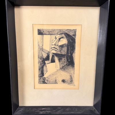 Sale Photo Thumbnail #43: Rinoriegami Signed Modernist Portrait (1962)