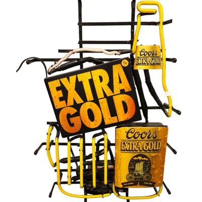 Sale Photo Thumbnail #254: Vintage Coors Extra Gold Neon Beer Bar Sign Working