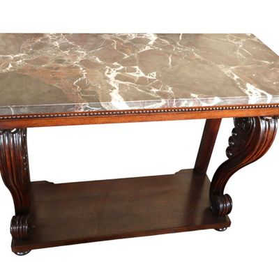 Sale Photo Thumbnail #74: Antique rosewood and oak marble top pier console