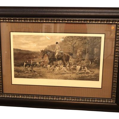 Sale Photo Thumbnail #153: E.A.S.Douglas Hunt Scene Framed Print Drawn Blank
