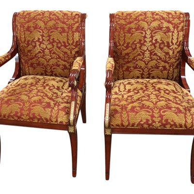 Sale Photo Thumbnail #321: Quality PR IT sculptured mixed animal uph arm chairs