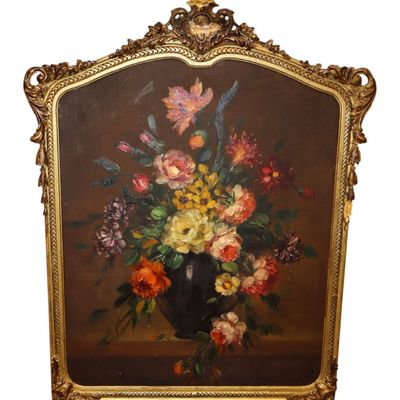 Sale Photo Thumbnail #201: Antique Floral Still Life Oil Painting Gilt Frame
