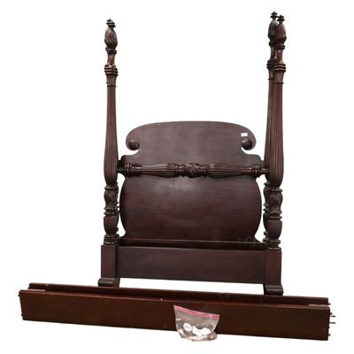 Sale Photo Thumbnail #69: Widdicomb Burl Mahogany Twin 4-Poster Bed