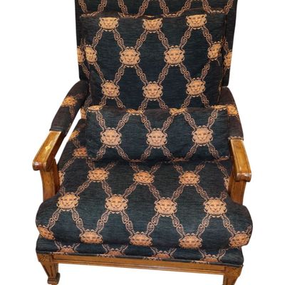 Sale Photo Thumbnail #340: Versace style upholstered decorator arm chair