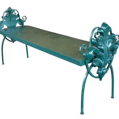Sale Photo Thumbnail #294: Ornate vtg iron & composition garden bench
