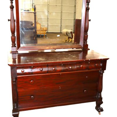 Sale Photo Thumbnail #67: Widdicomb Burl Mahogany Empire 5-Drawer Dresser